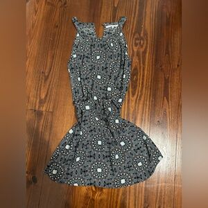 Floral multicolor blue dress, halter neck